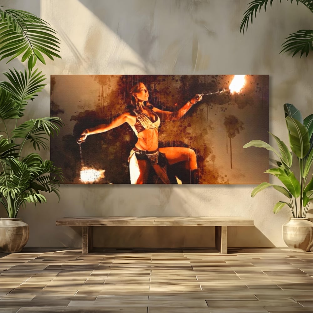 Tablou canvas cu tablou canvas cu dansatoare de foc, fara rama, pe sasiu de lemn
